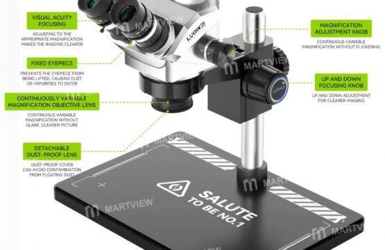 Luowei LW-TR01-B3TV 7-50X Synchronous Zoom Trinocular Stereo Microscope with Aluminum Alloy Base