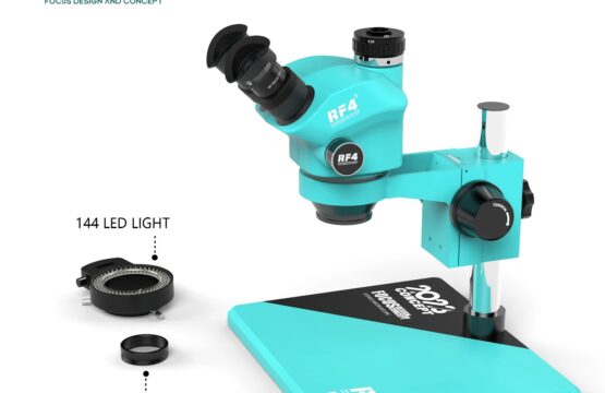 RF4 RF-7050 PRO 7X-50X SYNCHRONOUS ZOOM TRINOCULAR STEREO MICROSCOPE WITH ALUMINUM ALLOY BASE
