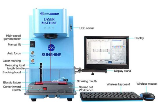 SUNSHINE SS-890B Plus Multifunctional Fiber Laser Machine for Mobile Phone Back Cover Laser Marking to Remove The Back Cover